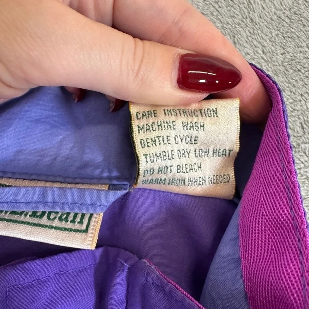 Vintage LL Bean Anorak Windbreaker Purple Blue Colorblock Pullover Small